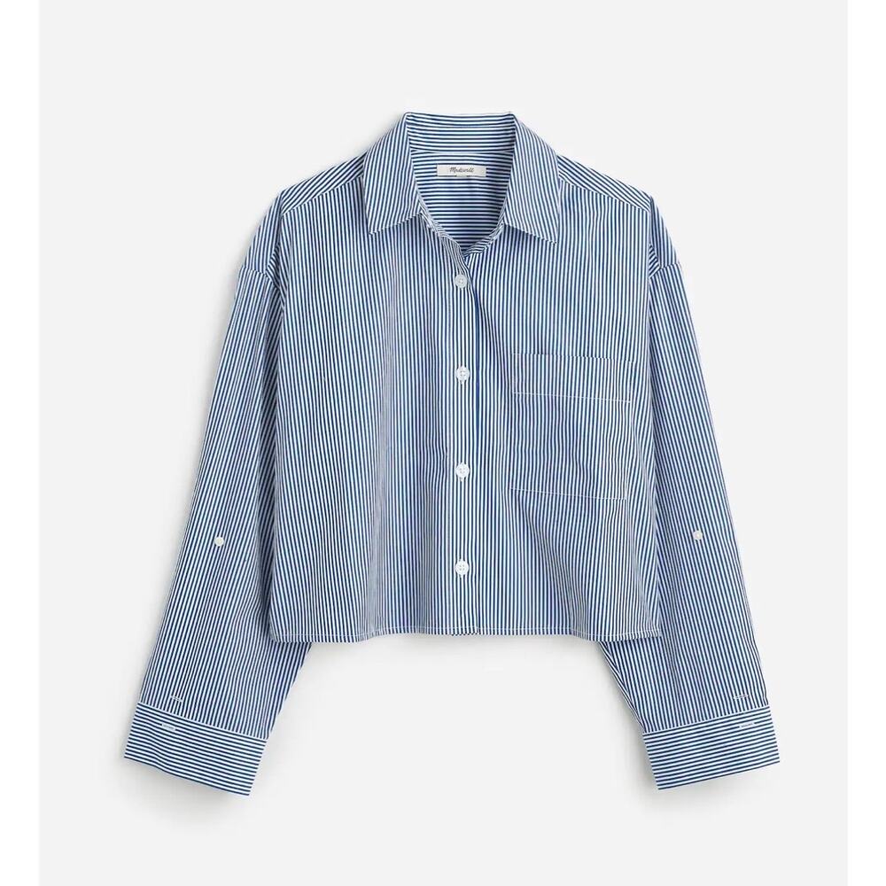 Madewell NEW Women’s Blue and White Even Striped Straight Hem Shirt size XS